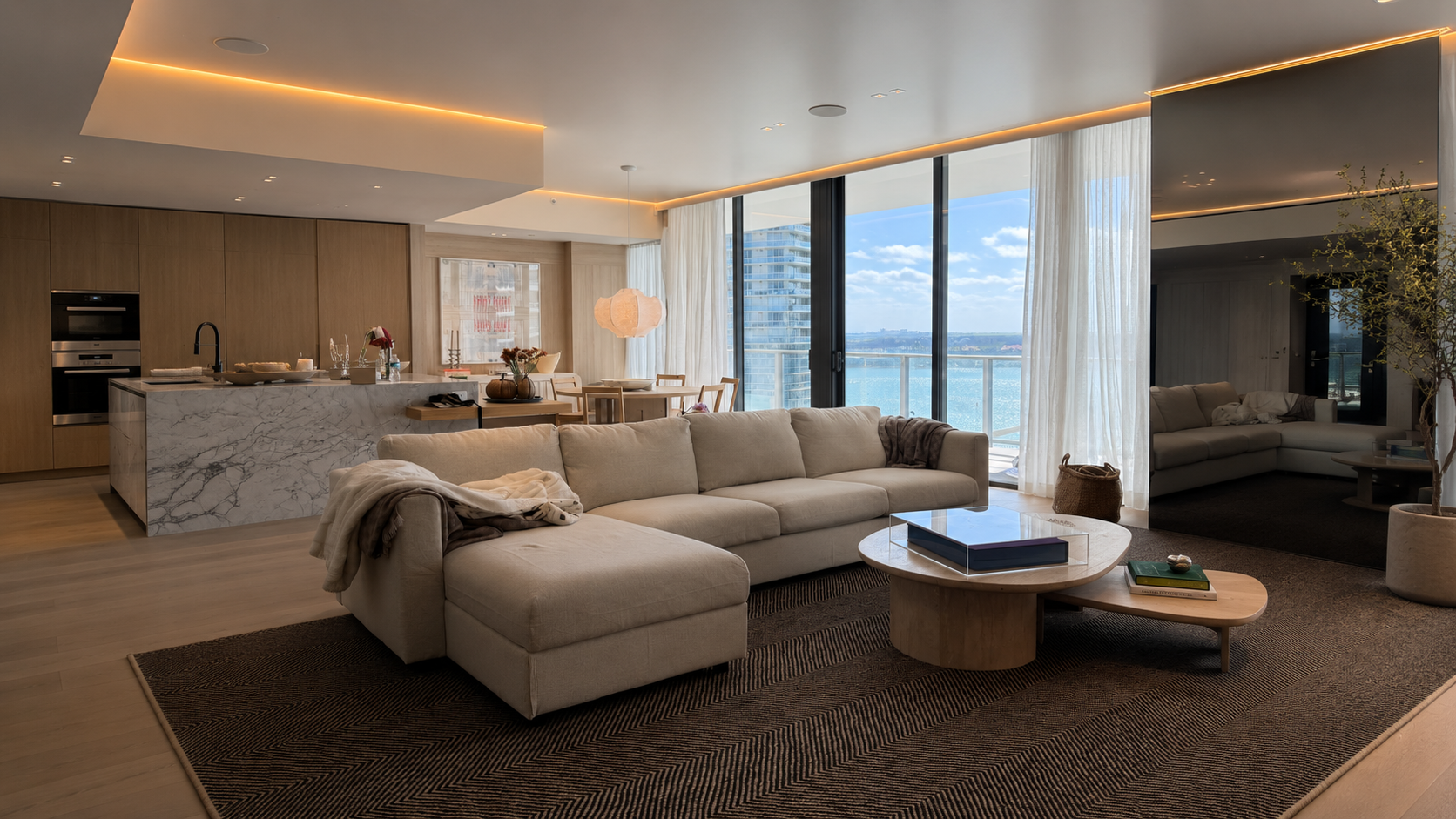 Five Park South Beach residence detail with calm luxury technology integration.
