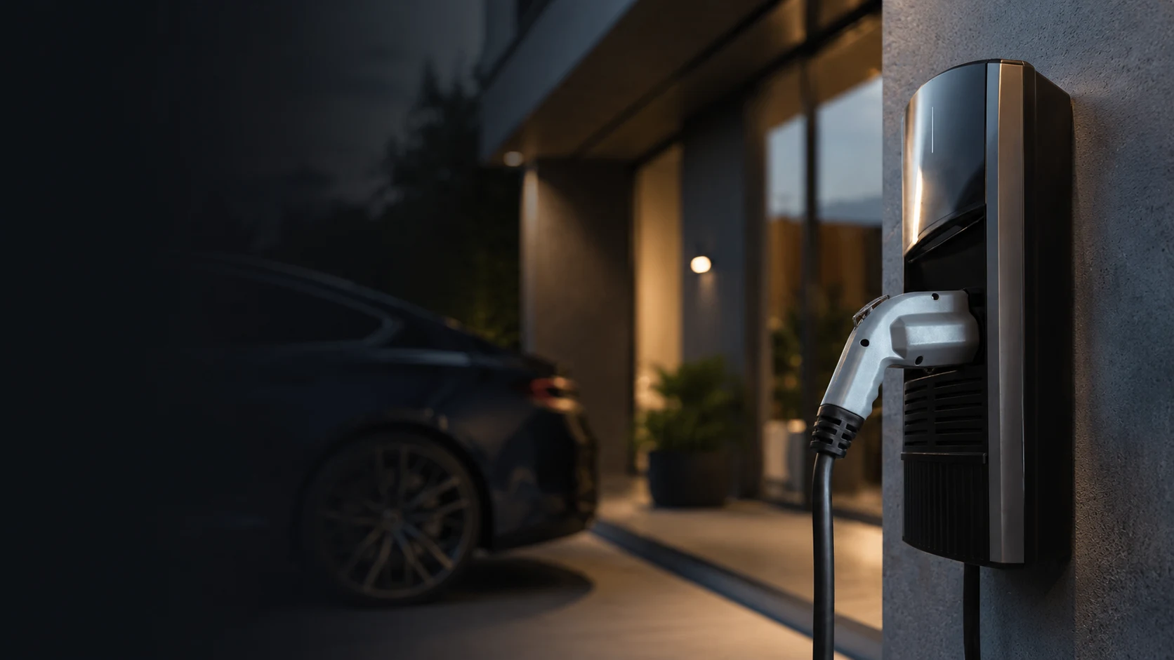 Electric vehicle charging experience integrated into a refined residential setting.