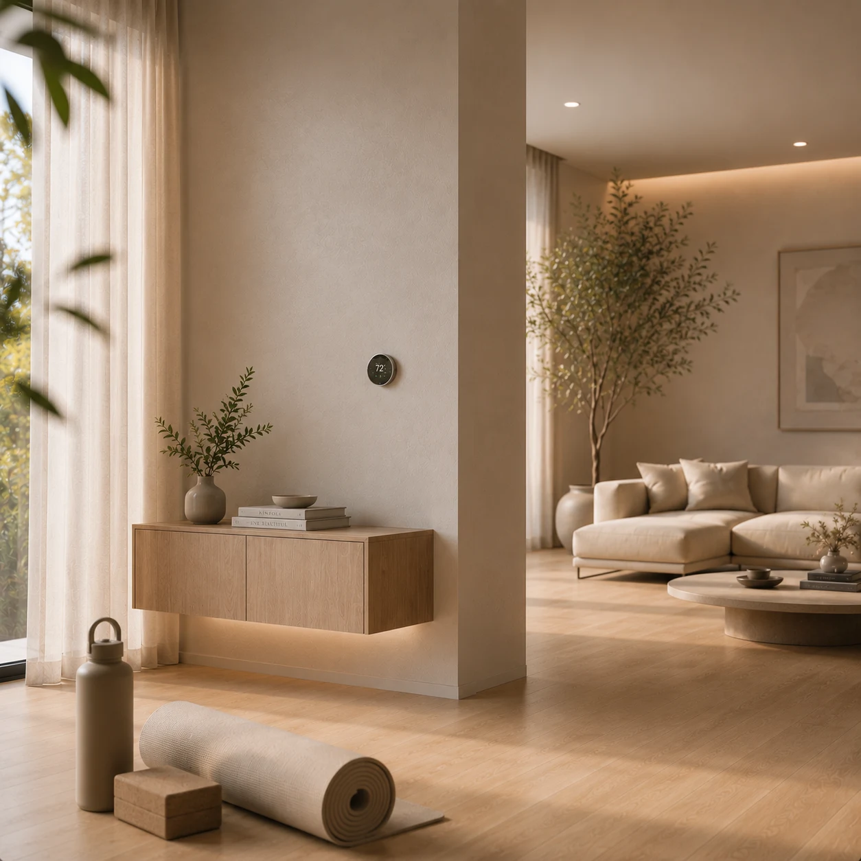 Thermal comfort reference illustrating steady climate and calm daily wellness.